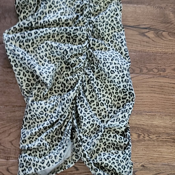 Strapless Ruched Cheetah Print Dress with Short Jacket - Picture 5 of 6